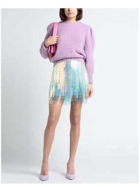 Dolce & Gabbana HOLOGRAPHIC-EFFECT FRINGED MINISKIRT